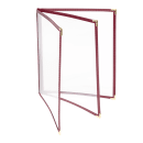 Risch Triple Pocket Vinyl Menu Cover, 8 1/2"W x 11"H, Maroon Leatherette (TETB 8.5X11) thumbnail 3