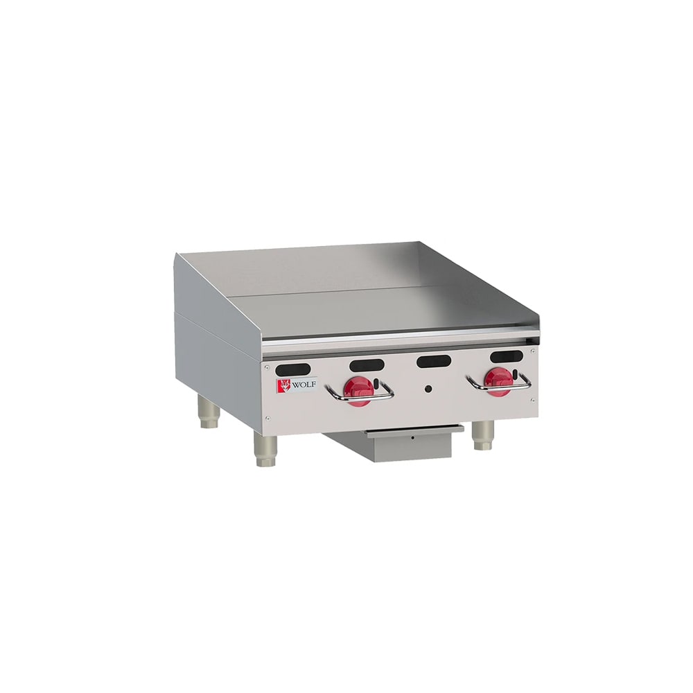 Wolf AGM24 24" Gas Griddle w/ Manual Controls - 1" Steel Plate, Liquid Propane