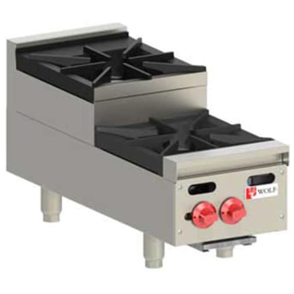 Wolf AHP212U 12" Gas Hotplate w/ (2) Burners & Manual Controls, Liquid Propane