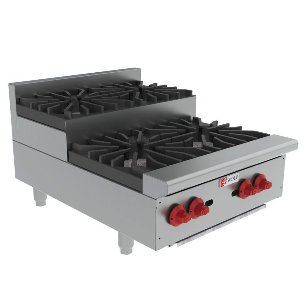 Wolf AHP424U 24" Gas Hotplate w/ (4) Burners & Manual Controls, Natural Gas