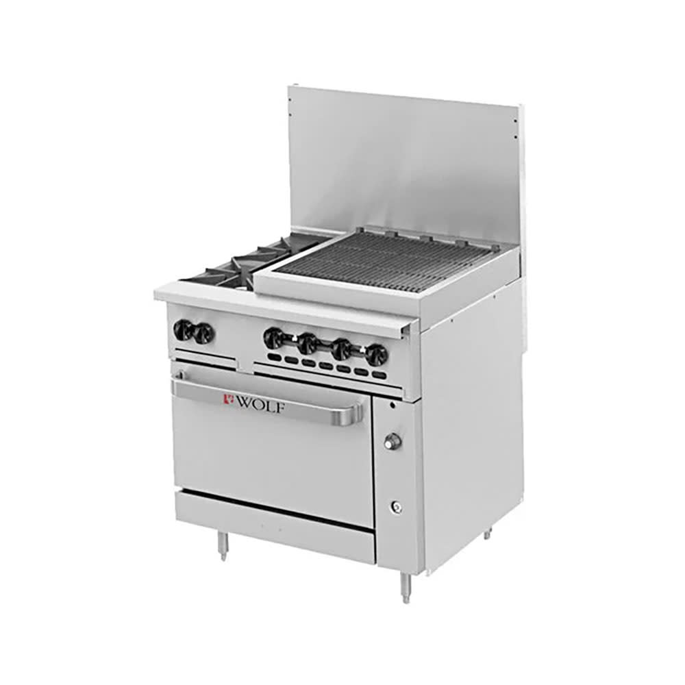 Wolf C36S-2B24CB 36" 2 Burner Gas Range w/ Charbroiler & Standard Oven, Natural Gas