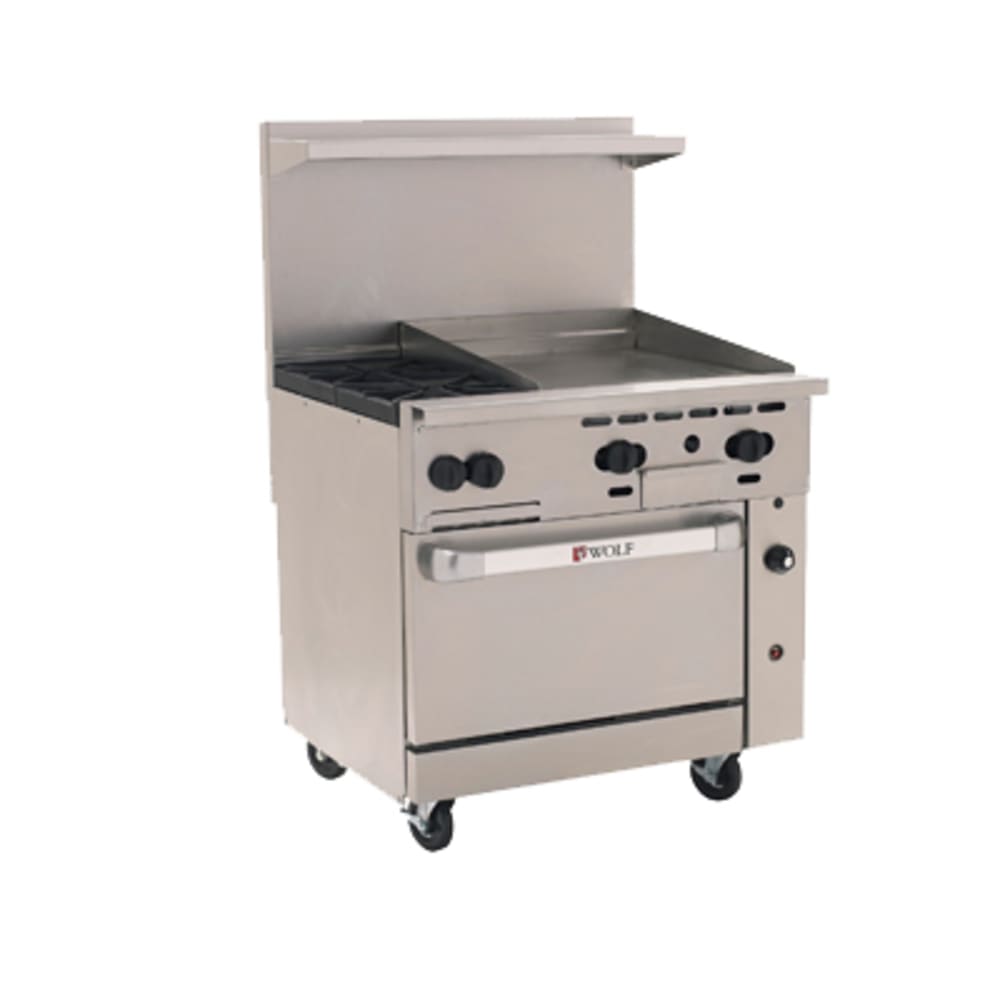 Wolf C36S-2B24G 36" 2 Burner Gas Range w/ Griddle & Standard Oven, Liquid Propane
