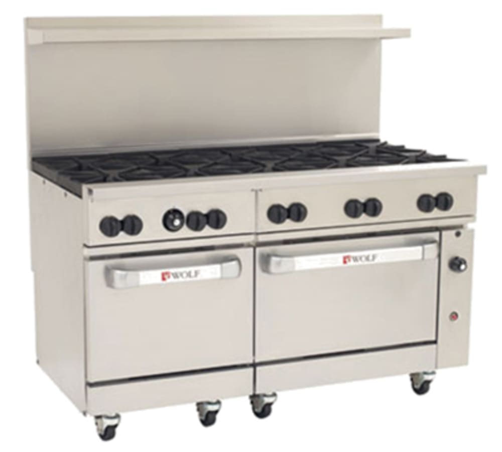 Wolf C60SS-10B 60" 10 Burner Gas Range w/ (2) Standard Ovens, Liquid Propane