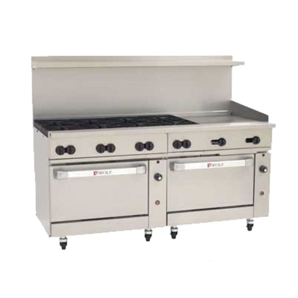 Wolf C72CC-8B24GT 72" 8 Burner Gas Range w/ Griddle & (2) Convection Ovens, Liquid Propane