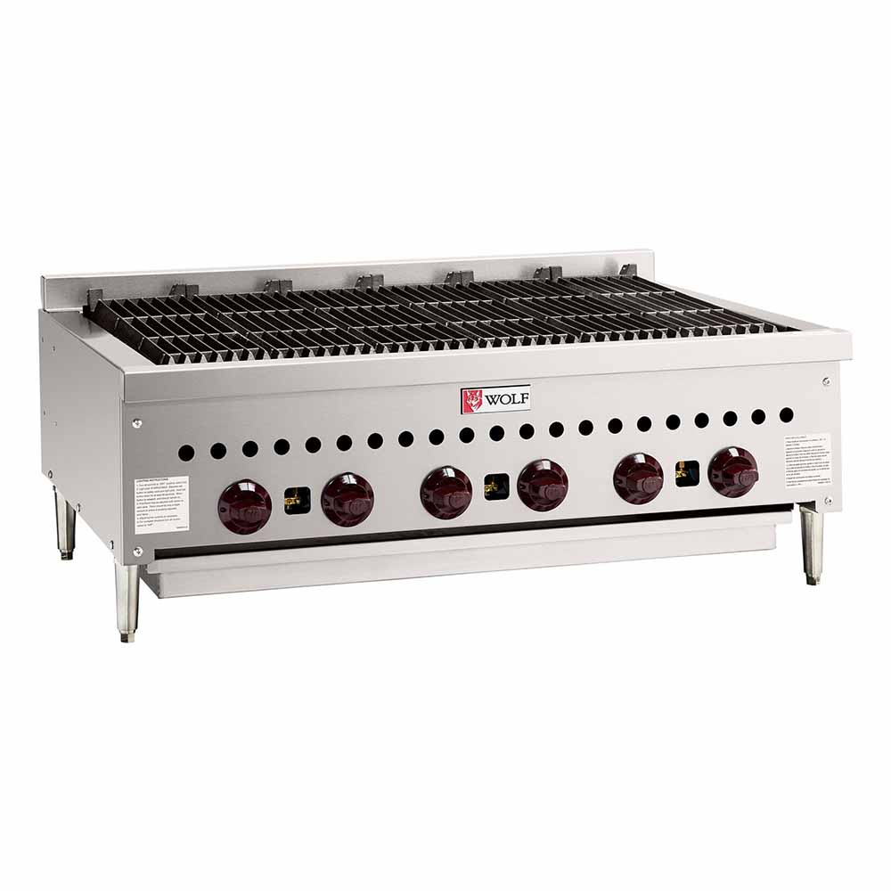 Wolf SCB36 36" Gas Charbroiler w/ (6) Burners & Cast Iron Grates, Liquid Propane