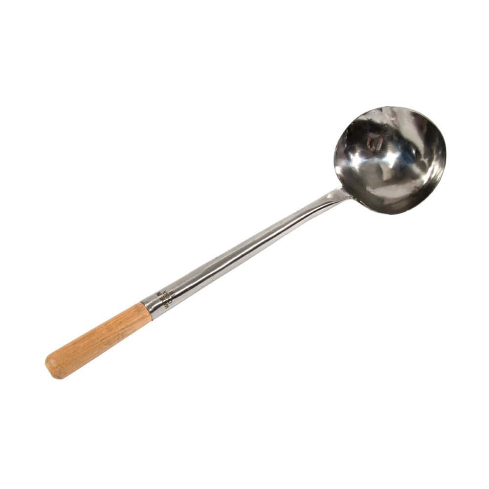 Town 8 oz Wok Ladle, Hand Hammered, Wood Handle, Medium, 16 1/2 in, Stainless (34942)