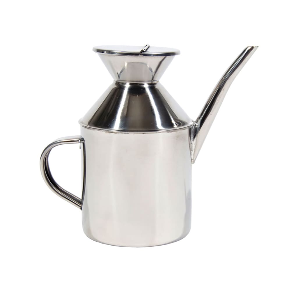 Town 13 oz Soy Sauce Dispenser, With Handle, Hinged Cover, Stainless (37598)