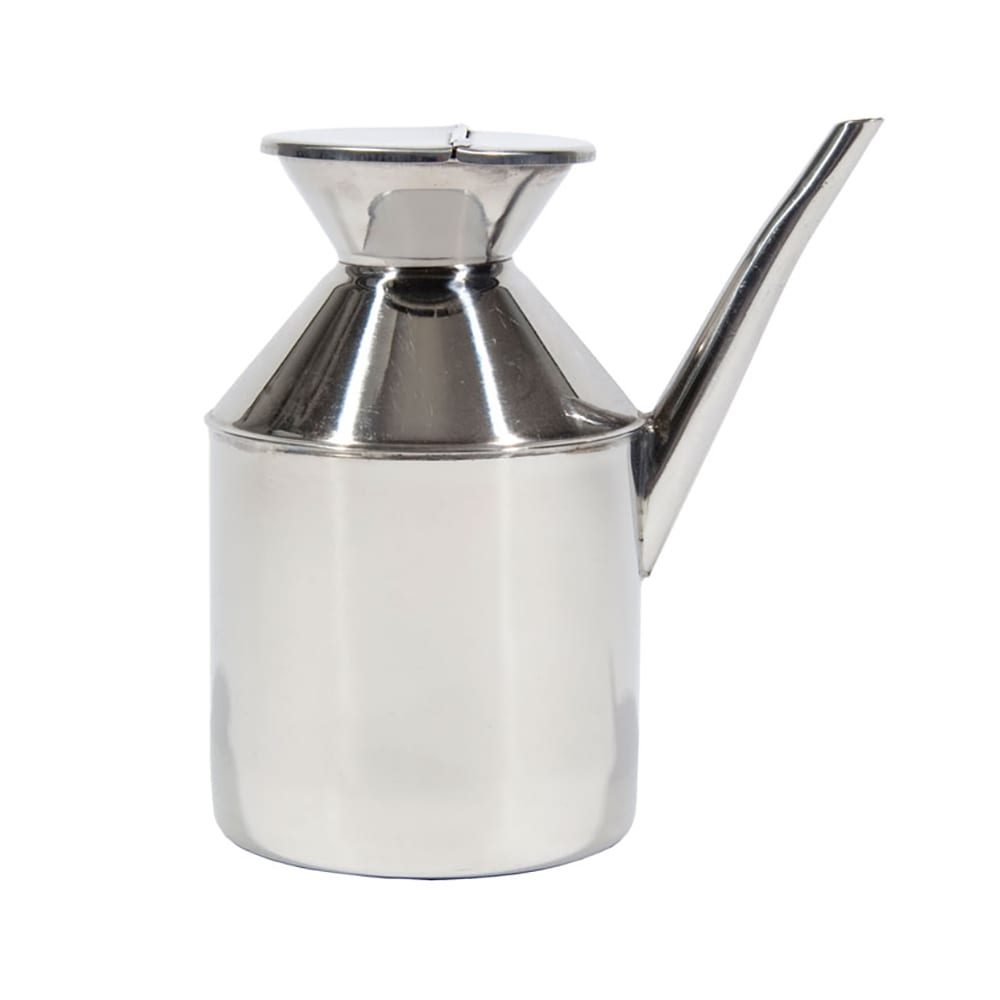 Town 13 oz Soy Sauce Dispenser, Without Handle, Hinged Cover, Stainless (37600)