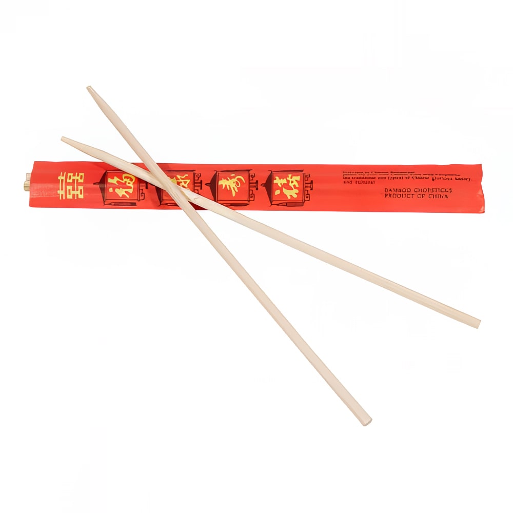 Town 9 3/4" Wooden Bamboo Chopsticks, Connected At Top, Individually Wrapped (51311)