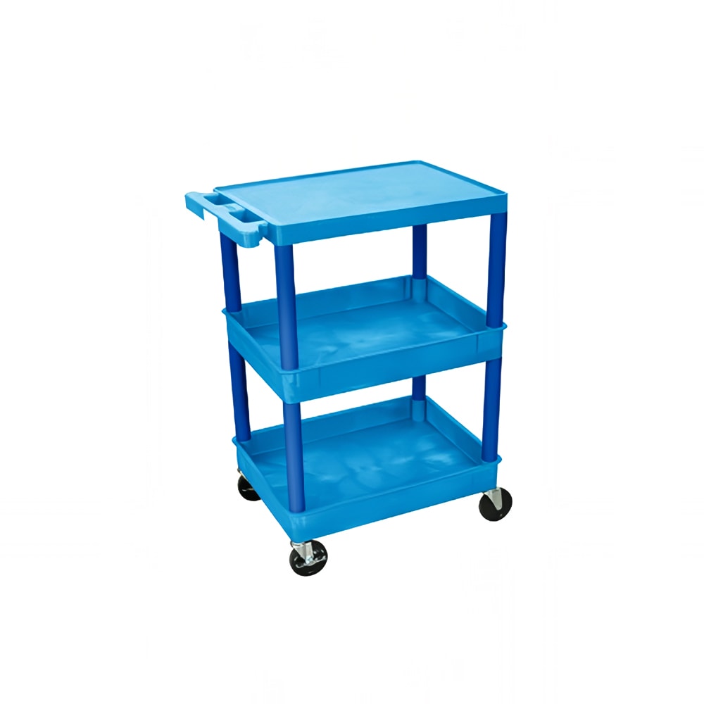 Luxor 3-Level Polymer Utility Cart w/ 300-lb Capacity, Raised Ledges (BUSTC211BU)