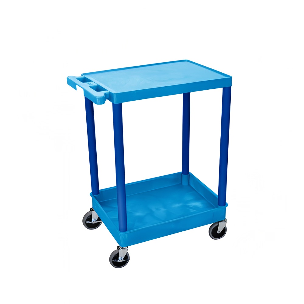 Luxor Multipurpose Cart w/ Tub & Flat Shelf, 24x18x35 1/2", Polyethylene, Blue (BUSTC21BU)