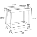 Luxor 2-Level Polymer Utility Cart w/ 400-lb Capacity, Raised Ledges (EC11-G) thumbnail 2
