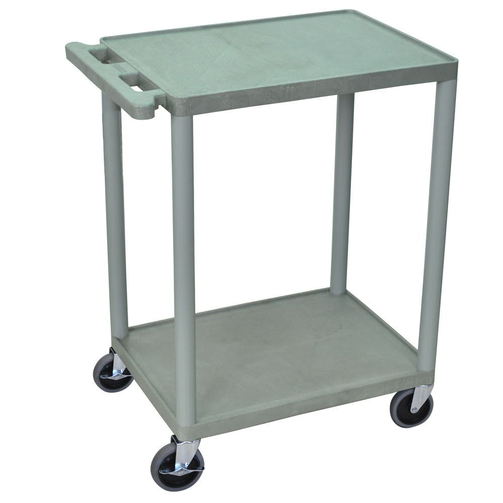 Luxor 2-Level Polymer Utility Cart w/ 400-lb Capacity, Raised Ledges (HE32-G)