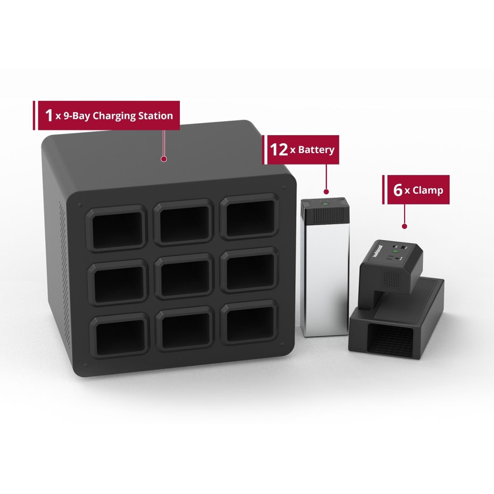 Luxor KwikBoost EdgePower® 9-Bay Desktop Charging Station System w/ (12) Batteries (KBEP-12B6C9)