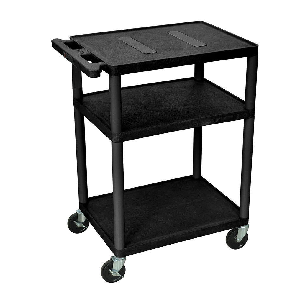 Luxor 34" 3 Level A/V Utility Cart w/ 400 lb Capacity - Plastic, Black (LE34-B)