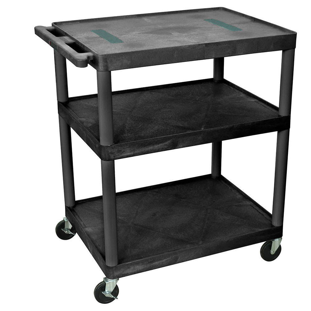 Luxor 40" 3 Level A/V Utility Cart w/ 400 lb Capacity - Plastic, Black (LE40-B)