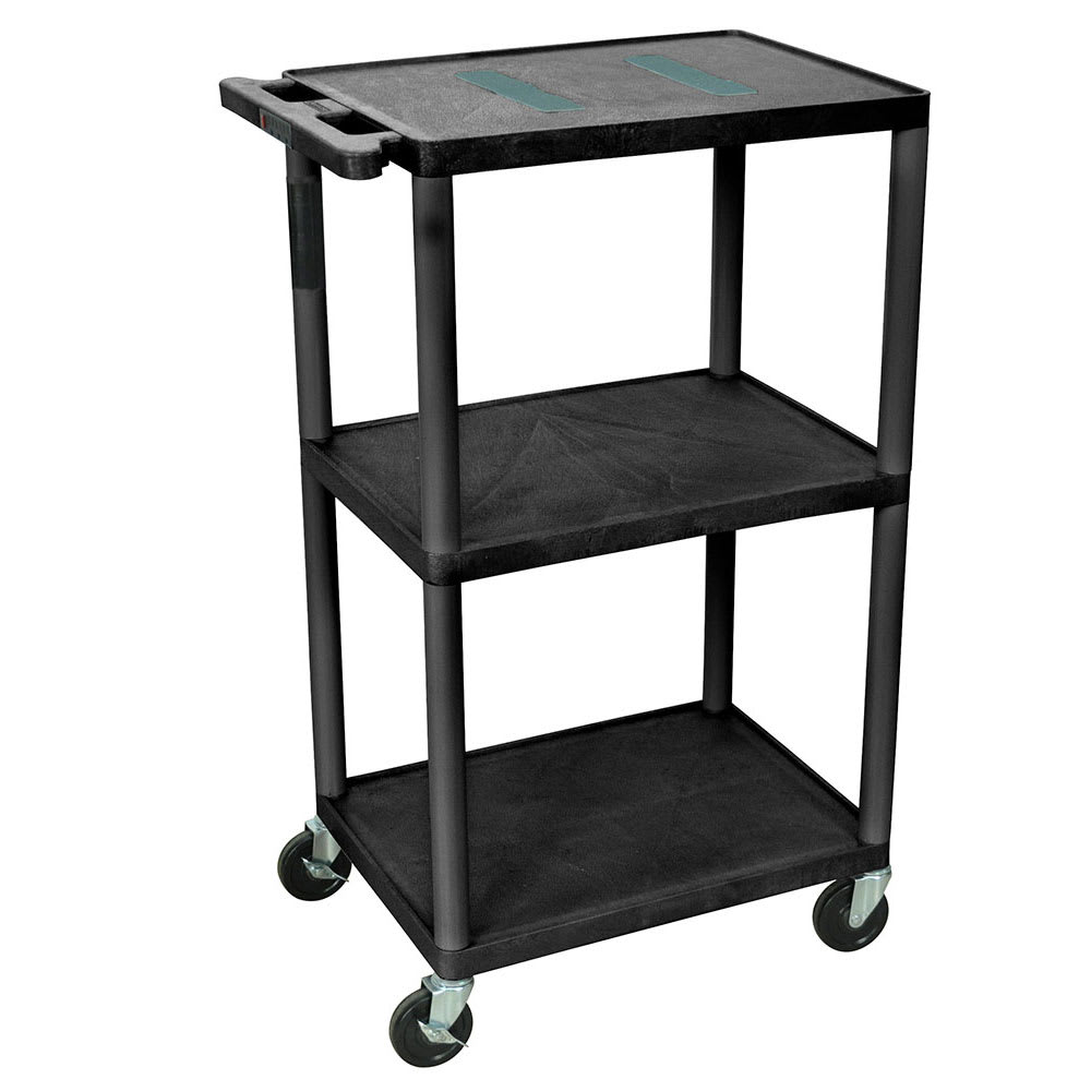 Luxor 42" 3 Level A/V Utility Cart w/ 400 lb Capacity - Plastic, Black (LE42-B)