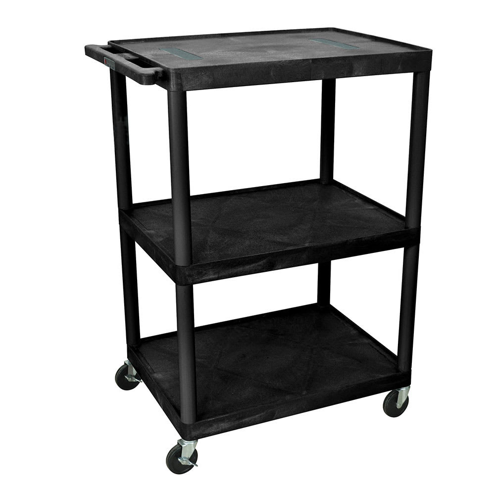 Luxor 48" 3 Level A/V Utility Cart w/ 400 lb Capacity - Plastic, Black (LE48-B)