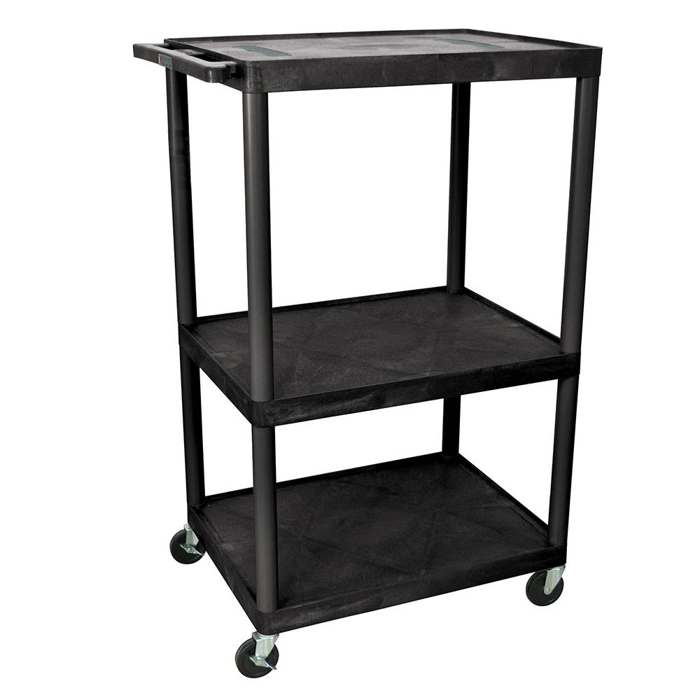 Luxor 54" 3 Level A/V Utility Cart w/ 400 lb Capacity - Plastic, Black (LE54-B)