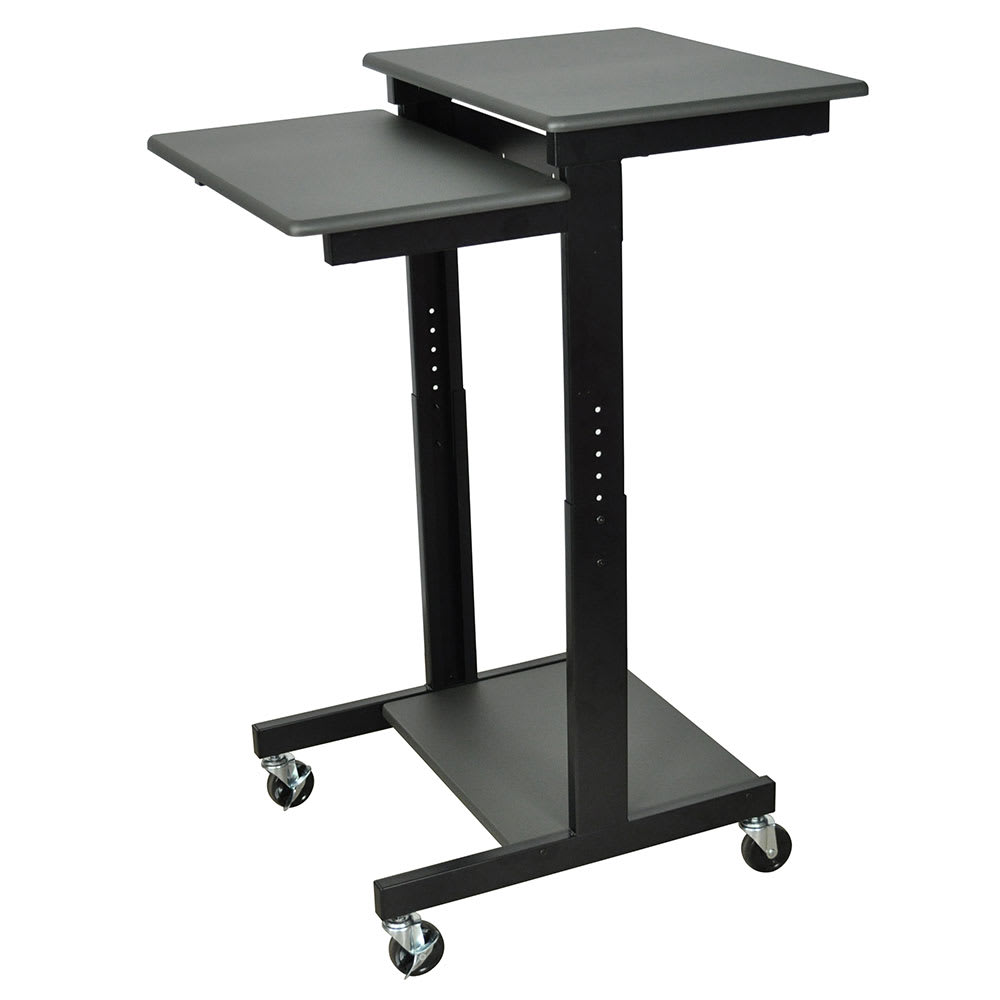 Luxor Computer Workstation w/ 3 Shelves & Steel Frame, Adjusts to 45" H, Dark Gray (PS3945)