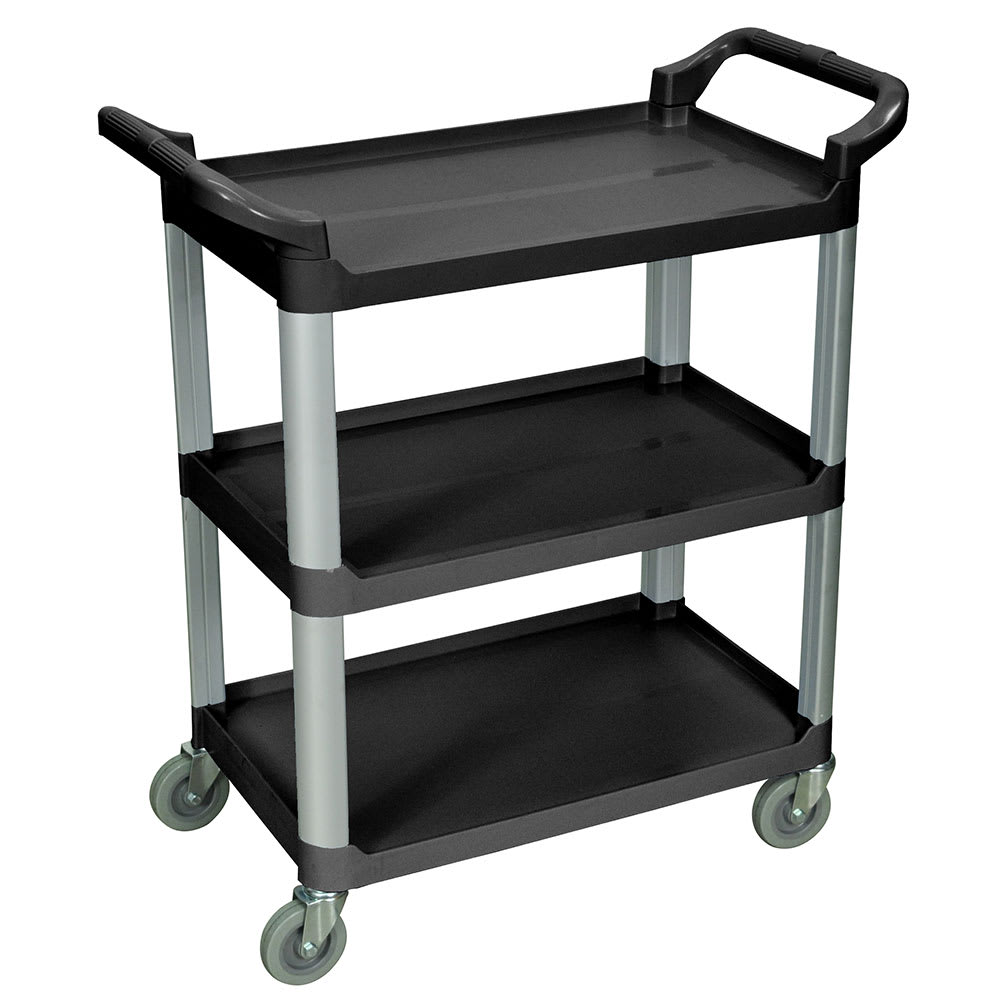 Luxor 3 Level Polymer Utility Cart w/ 200 lb Capacity, Raised Ledges (SC12-B)