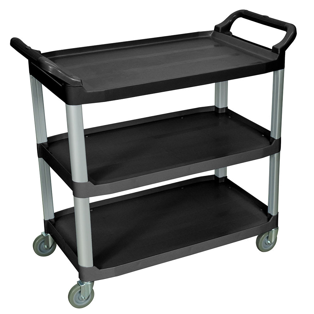 Luxor 3 Level Polymer Utility Cart w/ 300 lb Capacity, Raised Ledges (SC13-B)