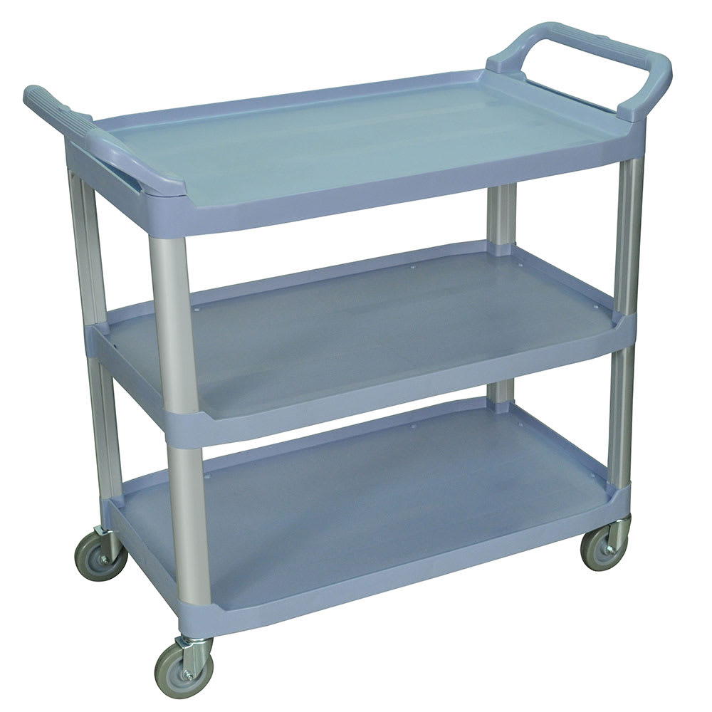 Luxor 3-Level Polymer Utility Cart w/ 300-lb Capacity, Raised Ledges (SC13-G)