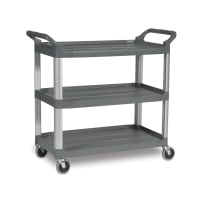 Luxor 3-Level Polymer Utility Cart w/ 300-lb Capacity, Raised Ledges (SC13-G) thumbnail 3