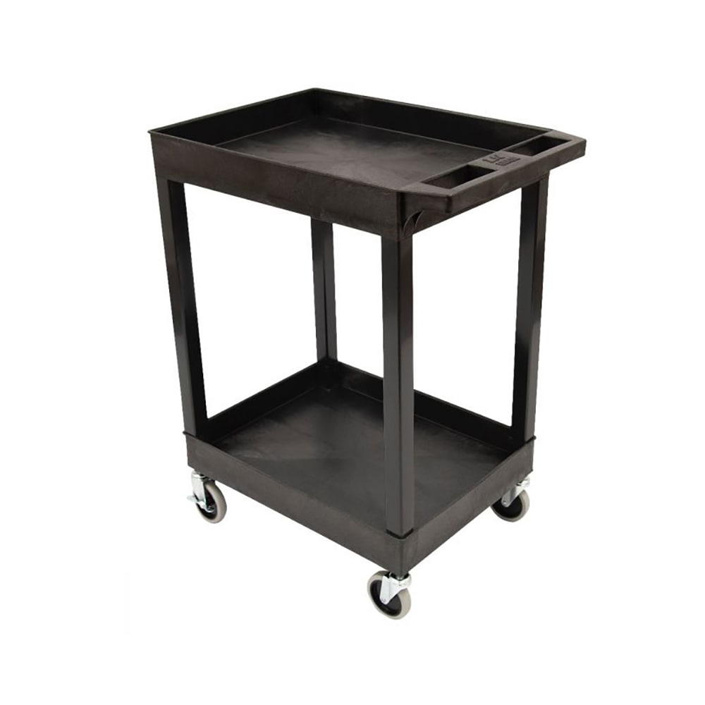 Luxor 2 Level Plastic Utility Tub Cart w/ 500 lb Capacity, Raised Ledges (SEC11HD-B)