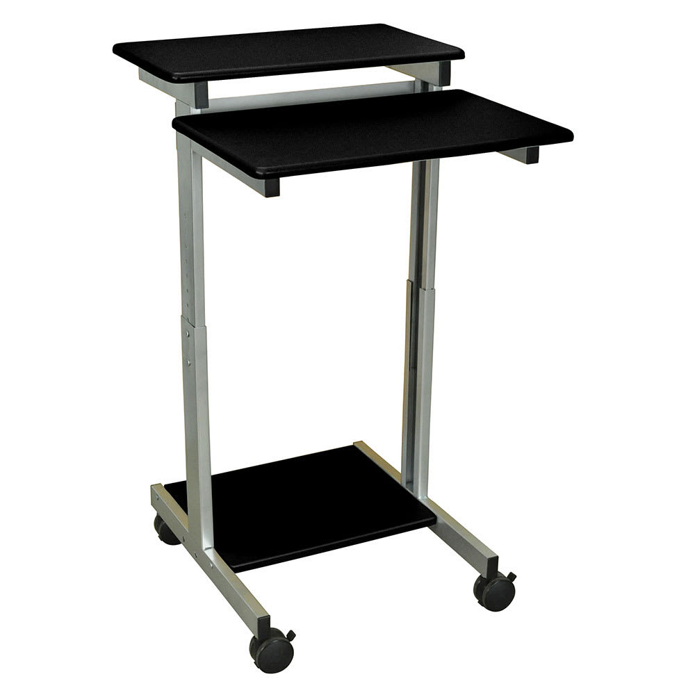 Luxor 24" Mobile Standing Presentation Station - Adjustable Height, Steel Frame, Black (STANDUP-24-B)