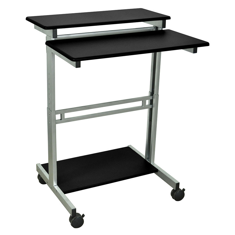 Luxor 31 1/2" Mobile Standing Presentation Station - Adjustable Height, Steel Frame, Black (STANDUP-31.5-B)