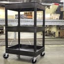 Luxor 3 Level Polymer Utility Cart w/ 300 lb Capacity, Raised Ledges (STC111-B) thumbnail 2