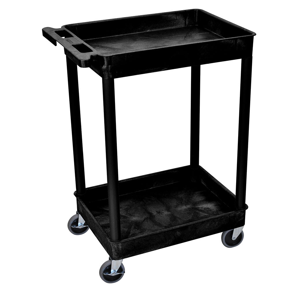 Luxor 2 Level Polymer Utility Cart w/ 300 lb Capacity, Raised Ledges (STC11-B)