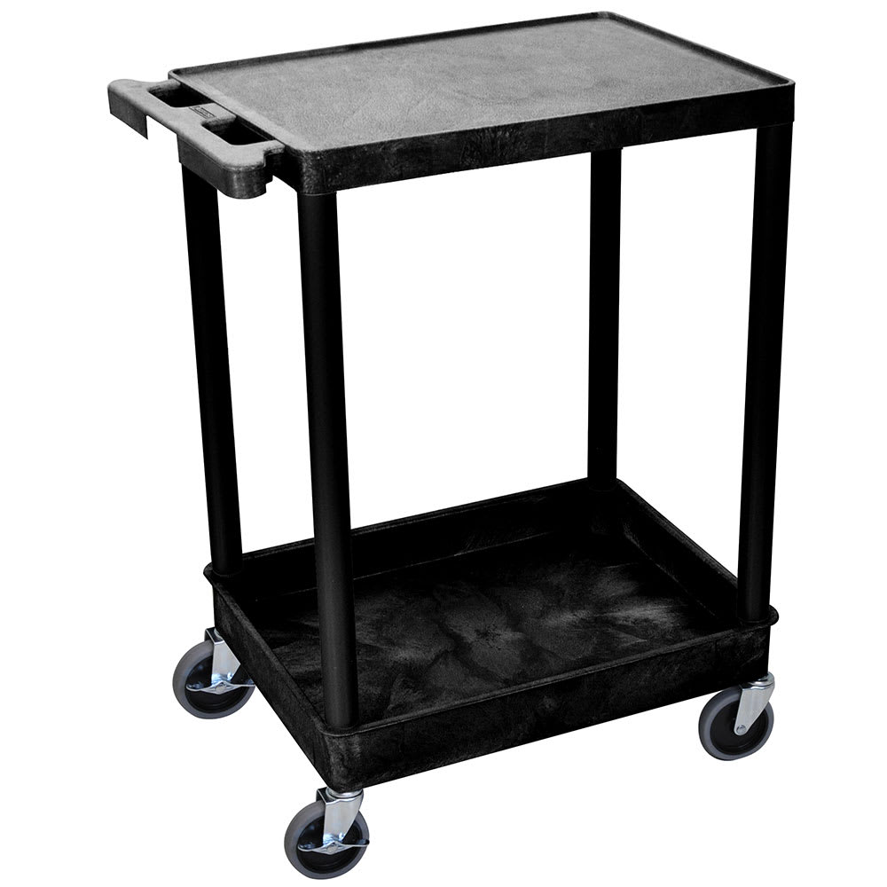 Luxor 2 Level Polymer Utility Cart w/ 300 lb Capacity, Raised Ledges (STC21-B)