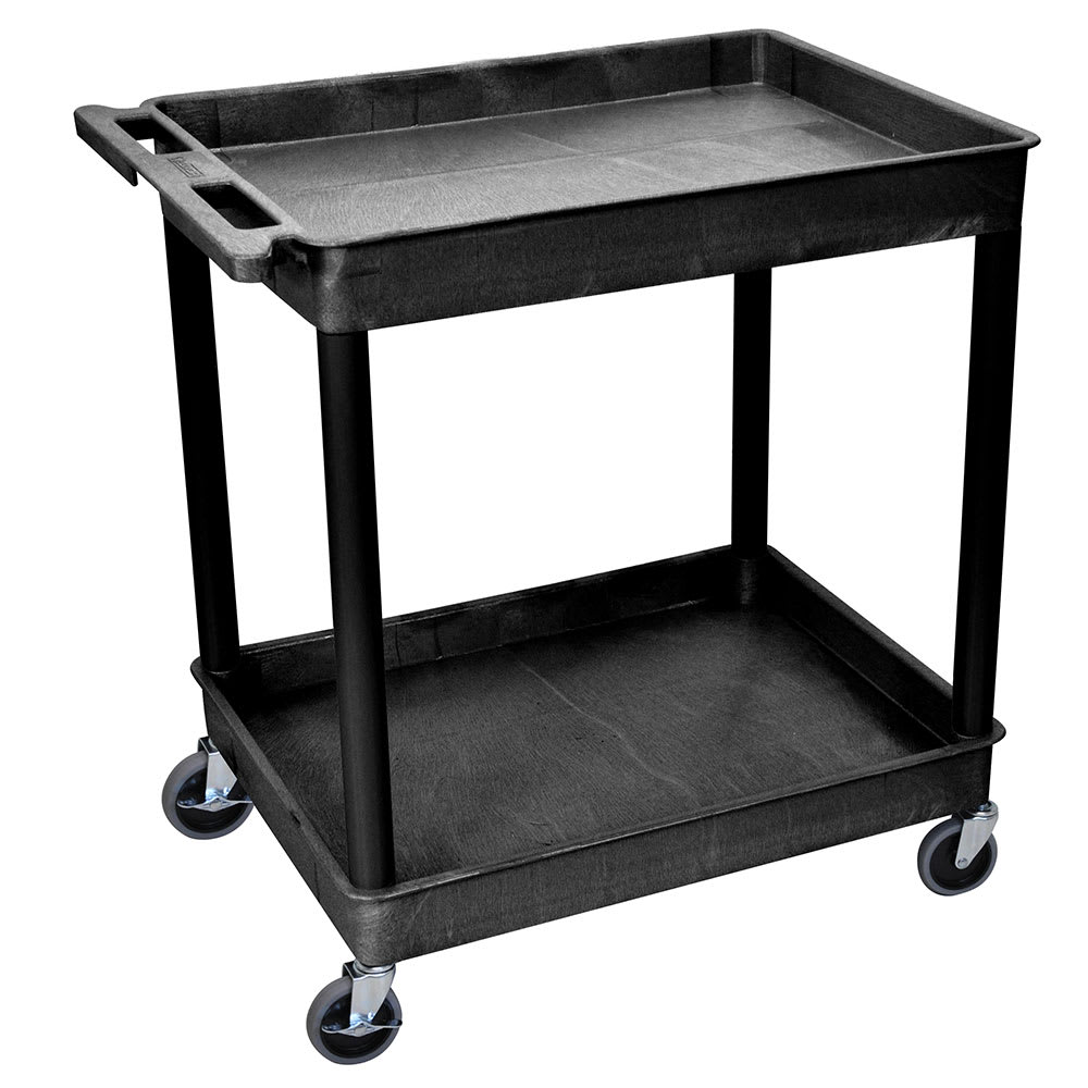 Luxor 2 Level Polymer Utility Cart w/ 400 lb Capacity, Raised Ledges (TC11-B)