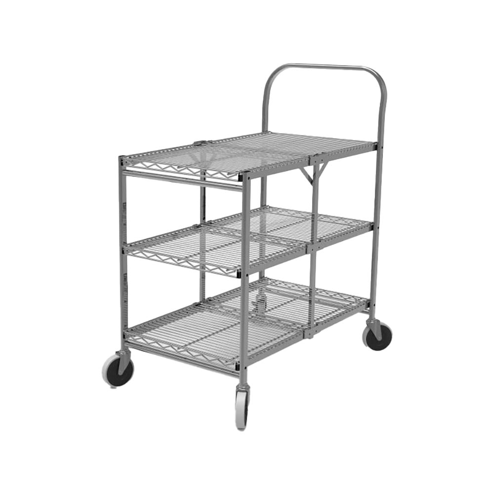 Luxor 3 Level Steel Utility Cart w/ 200 lb Capacity - Flat Ledges, Wire (WSCC-3)