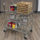 Luxor 3 Level Steel Utility Cart w/ 200 lb Capacity - Flat Ledges, Wire (WSCC-3) thumbnail 4