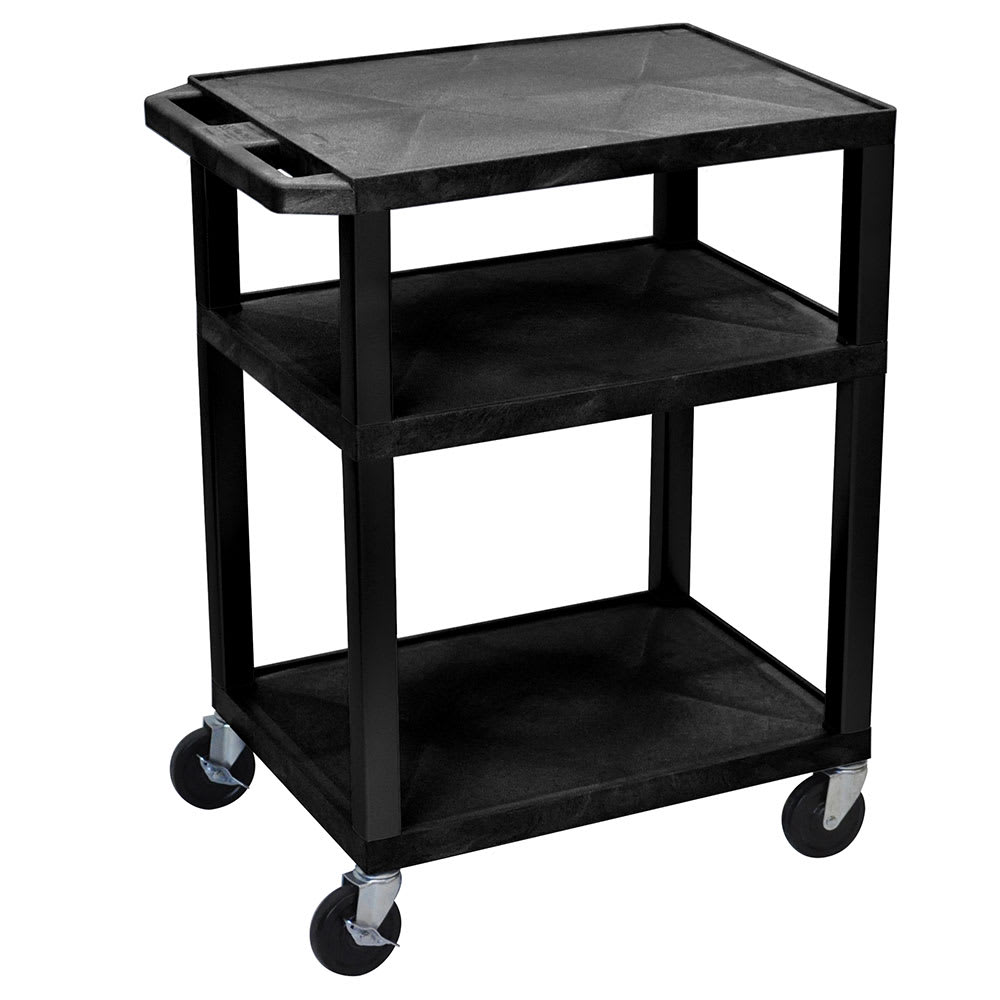 Luxor 34" 3 Level A/V Utility Cart w/ 300 lb Capacity - Plastic, Black (WT34E)