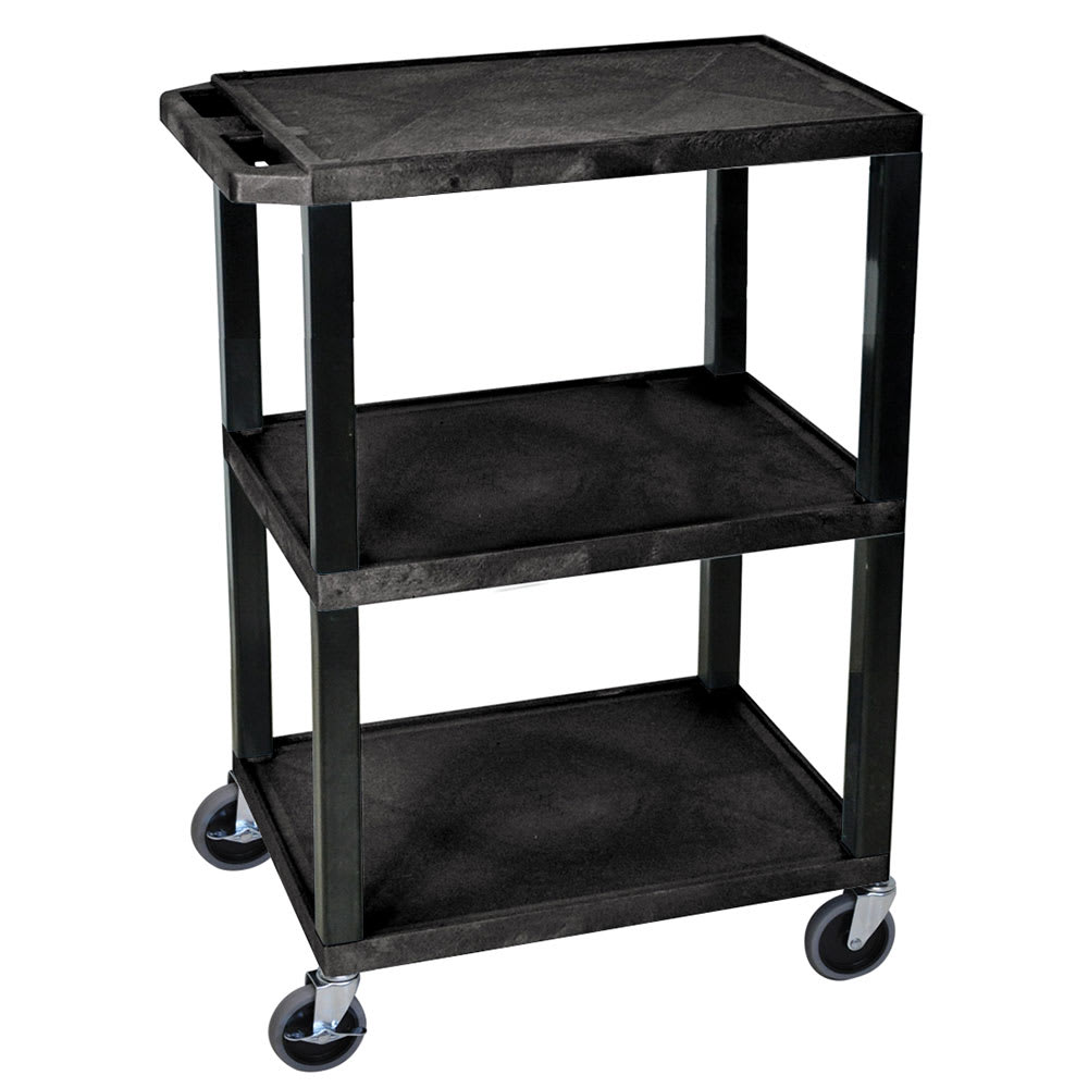 Luxor 3 Level Polymer Utility Cart w/ Raised Ledges (WT34S)
