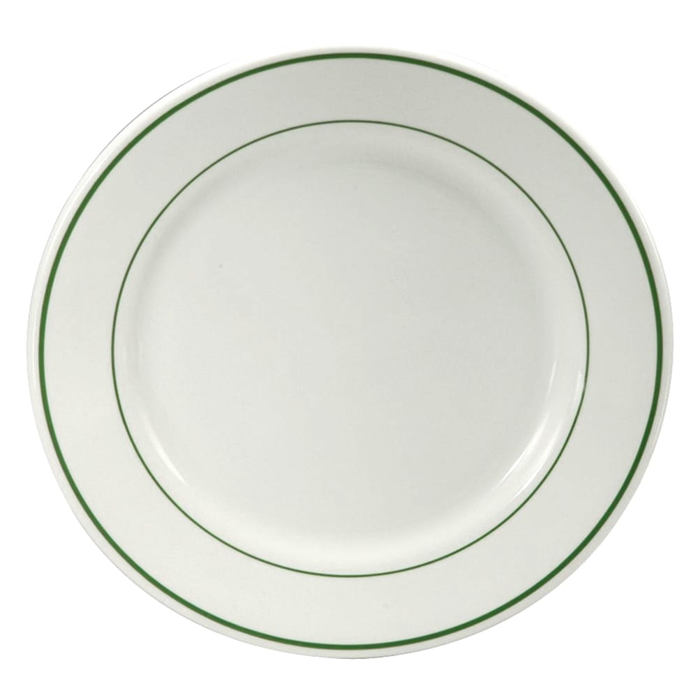 Oneida 5 1/2" Round Niagara Plate - China, Cream White w/ Green Lines (F1500001111)