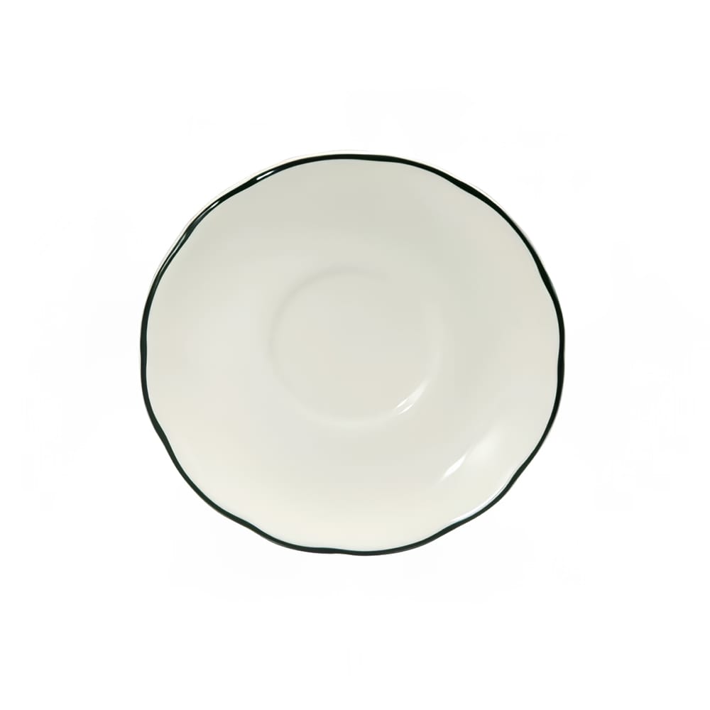Oneida 5 5/8" Round Caprice Saucer - China, Cream White w/ Black Edge (F1560018500)