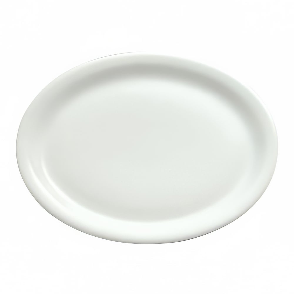 Oneida 11 1/2" x 8 3/4" Oval Buffalo Platter - Porcelain, Bright White (F8000000359)