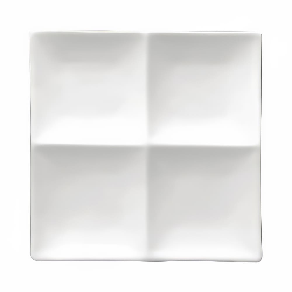 Oneida 9 7/8" Square Buffalo Plate - (4) Compartments, Porcelain, Bright White (F8010000946)