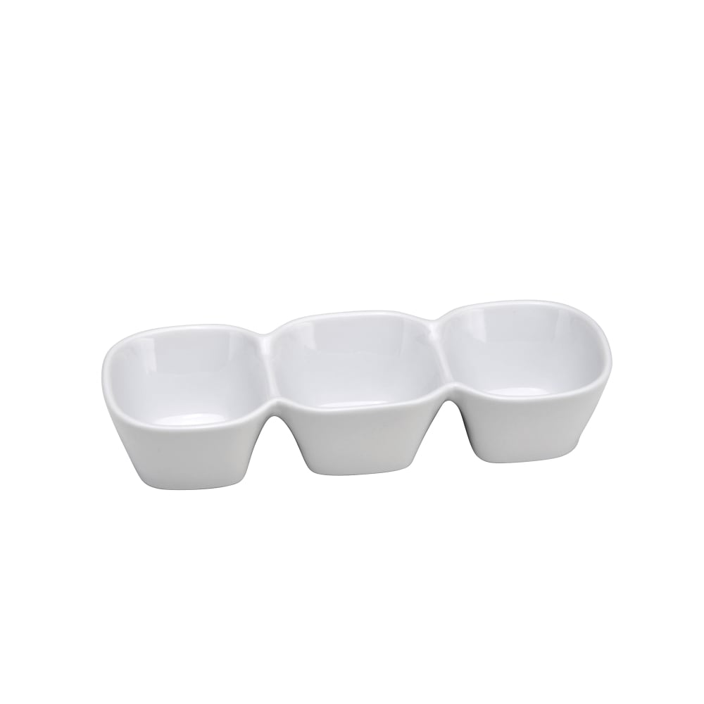 Oneida 3 Compartment Buffalo Serving Dish - 9 1/2" x 3 1/8", Porcelain, Bright White (F8010000955)