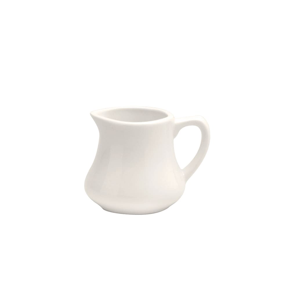 Oneida 4 1/2 oz Buffalo Creamer w/ Handle - 4"H, Porcelain, Cream White (F9010000802)