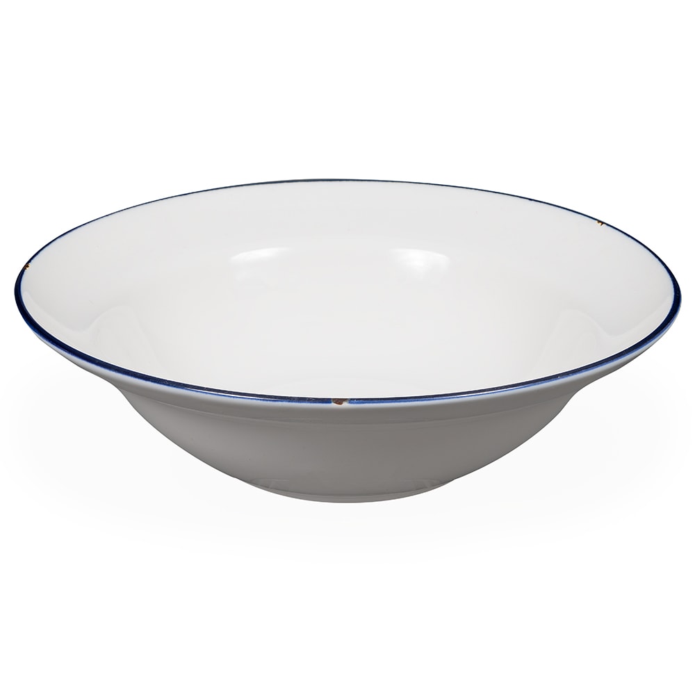 Oneida 12 oz Round Tin Tin™ Rim Soup Bowl - Porcelain, White & Blue (L2105008797)