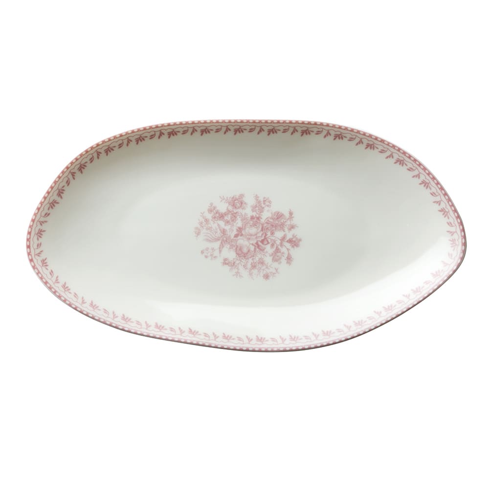 Oneida 9 3/4" Irregular Oval Lancaster Garden™ Plate - Porcelain, Pink Floral Design (L6703052342)