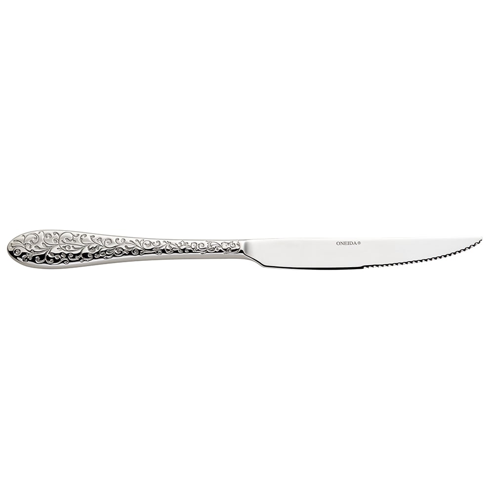 Oneida 9 1/2" Steak Knife with 18/10 Stainless Grade, Ivy Flourish Pattern (T638KSSF)