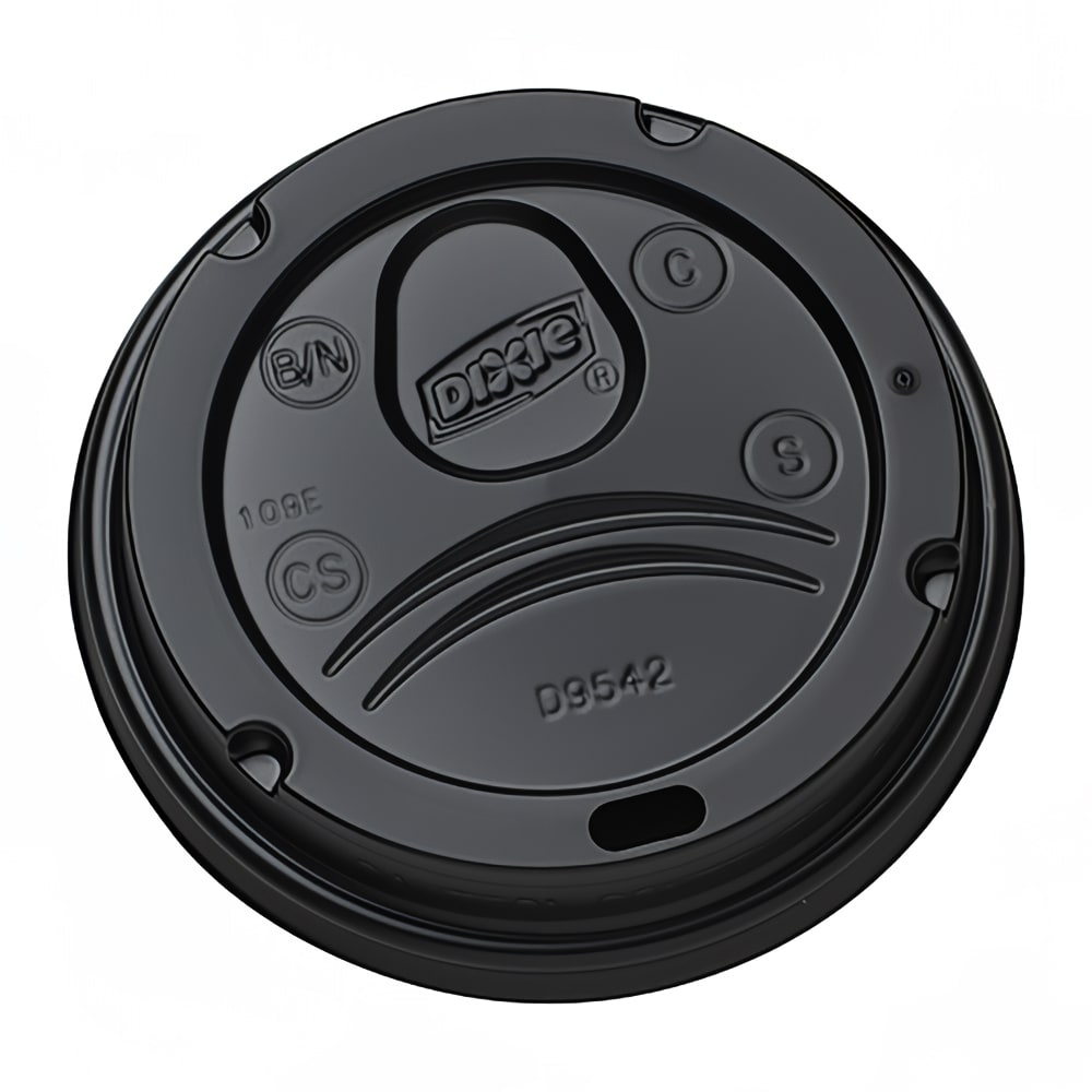 Dixie D9542B Dome Lid for 10 oz to 20 oz PerfecTouch Hot Paper Cups - Plastic, Black
