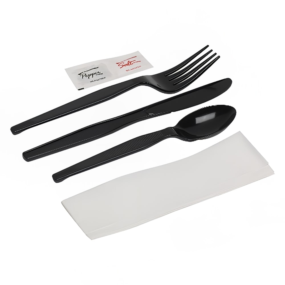 Dixie CH56NSPC7 Heavy Weight Disposable Cutlery Set - Polystyrene, Black